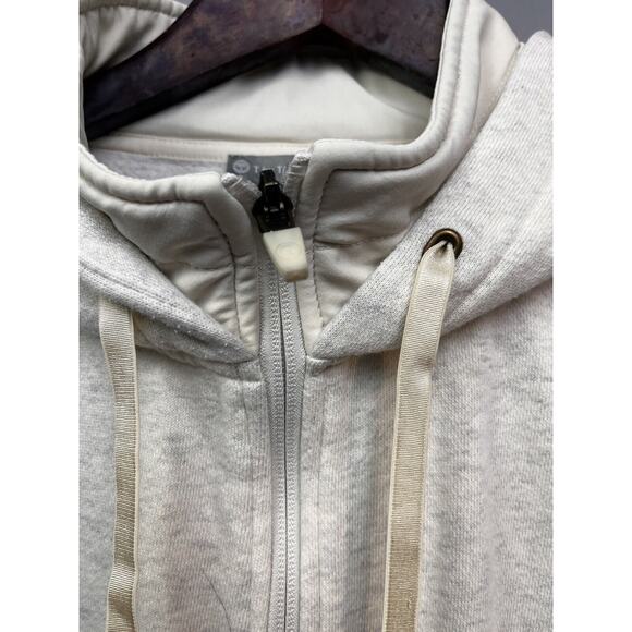 T by Talbots Hoodie Womens Small Ivory Hooded Full Zip Activewear Jacket - Picture 6 of 8